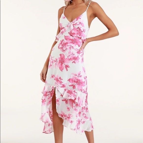 Lulus Dresses & Skirts - Floral Print Ruffled Midi Dress
